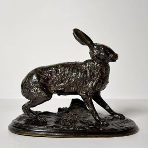 Resting Hare - Bronze By Pierre-jules Mêne
