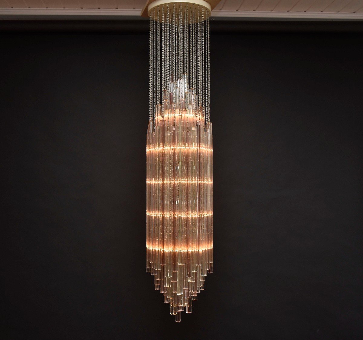 Large Mid-century Murano Chandelier By Venini