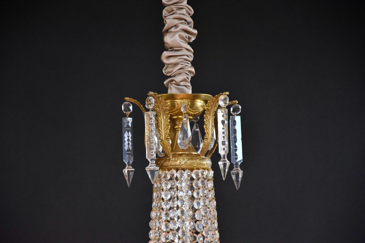 Lustre En Bronze Et Cristal Style Louis XVI-photo-4