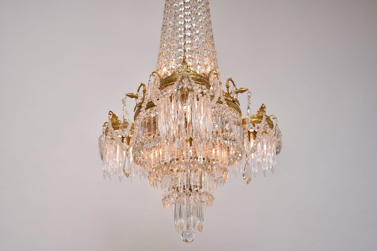 Lustre En Bronze Et Cristal Style Louis XVI-photo-2