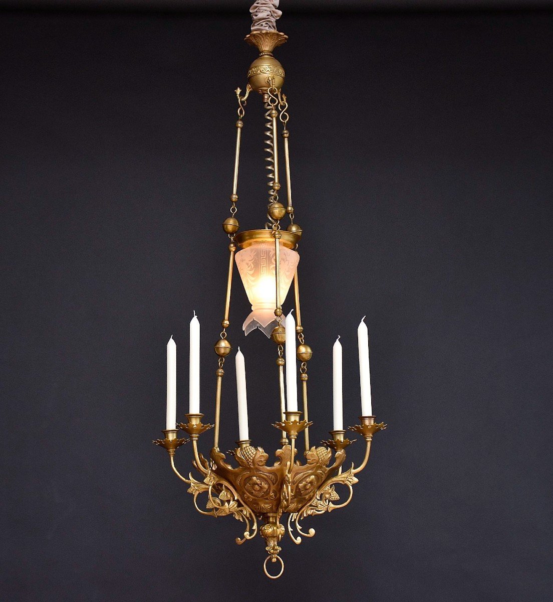 Lustre En Laiton et verre