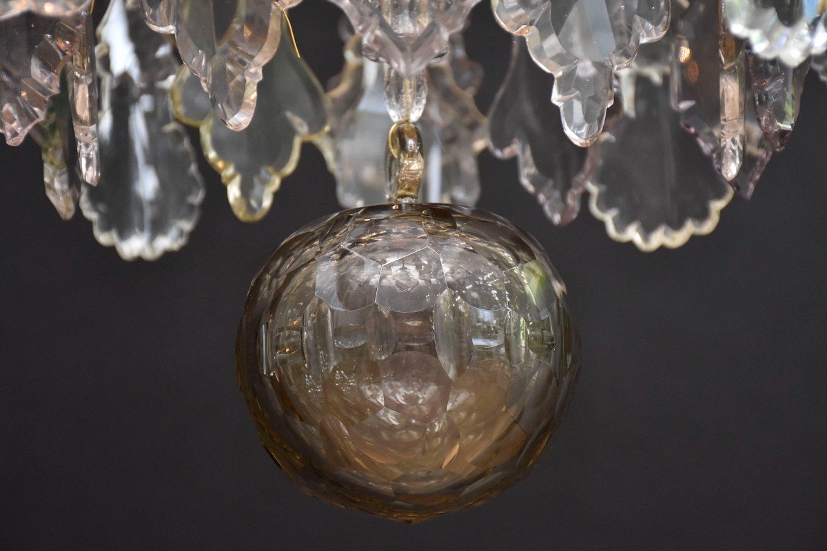 Grand Lustre Cage En Bronze Doré Et Cristal, époque Louis XV-photo-2