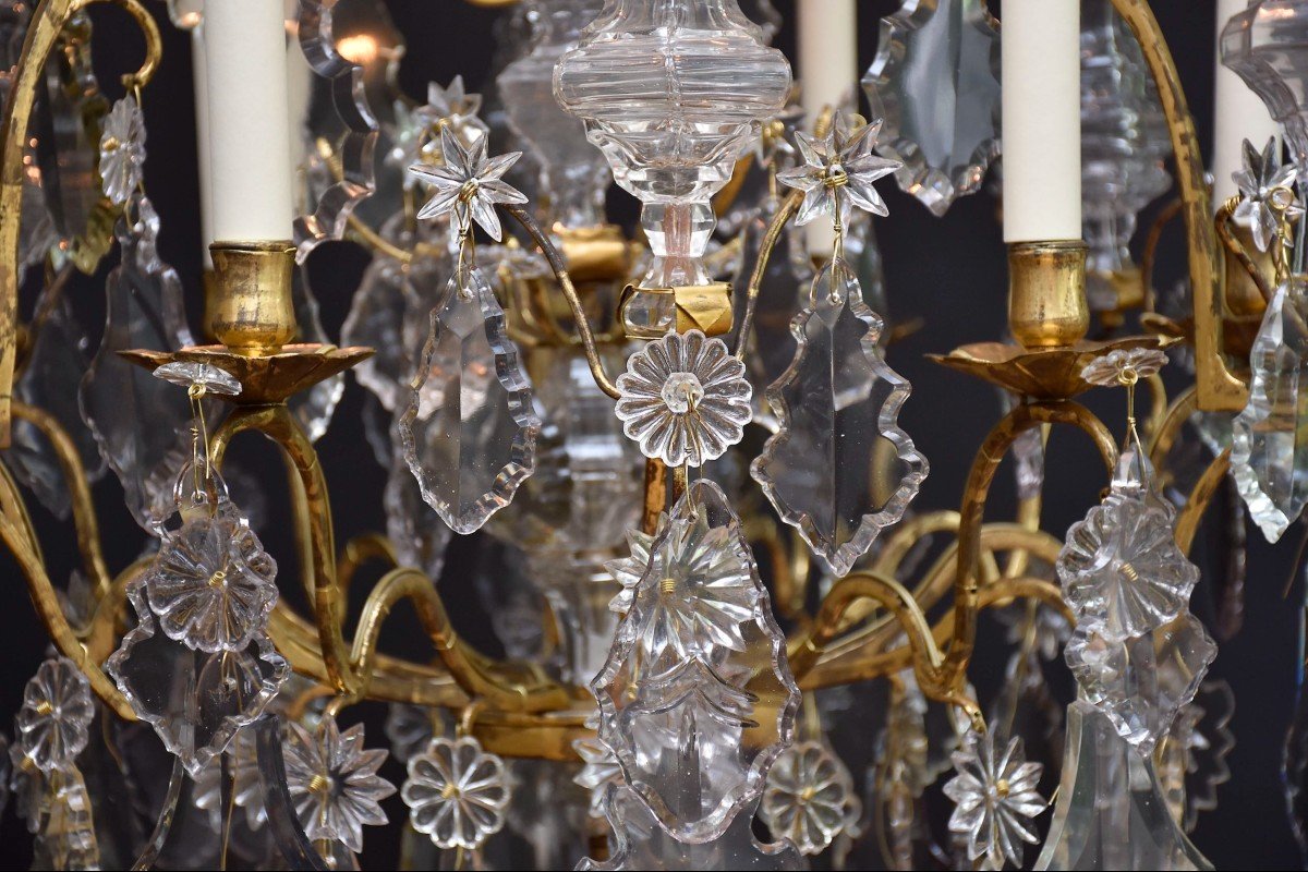 Grand Lustre Cage En Bronze Doré Et Cristal, époque Louis XV-photo-4