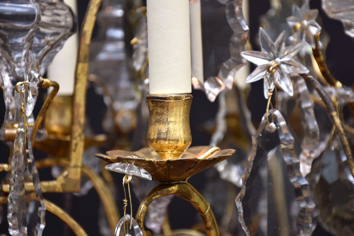 Grand Lustre Cage En Bronze Doré Et Cristal, époque Louis XV-photo-5