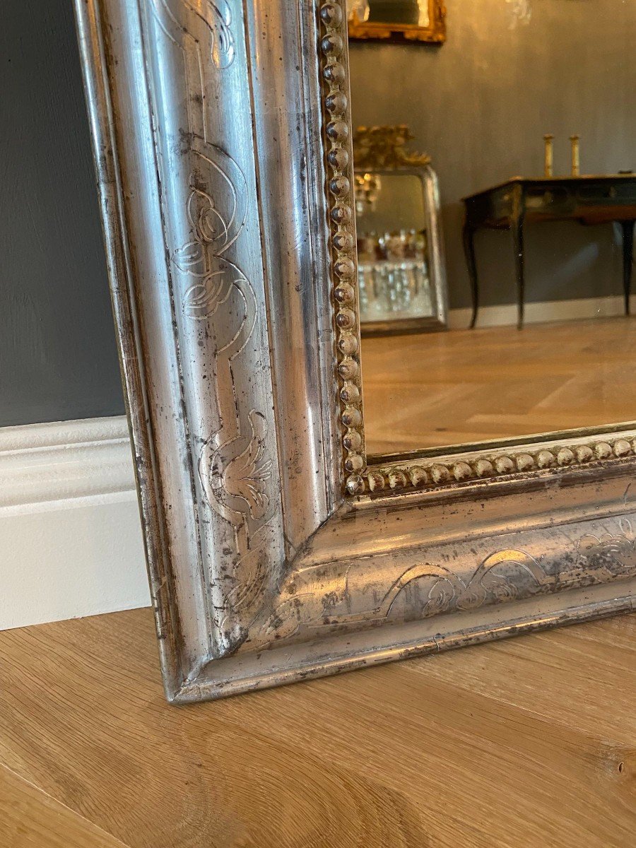 Miroir 19ème Siècle Feuile d'Argent Louis-philippe-photo-1