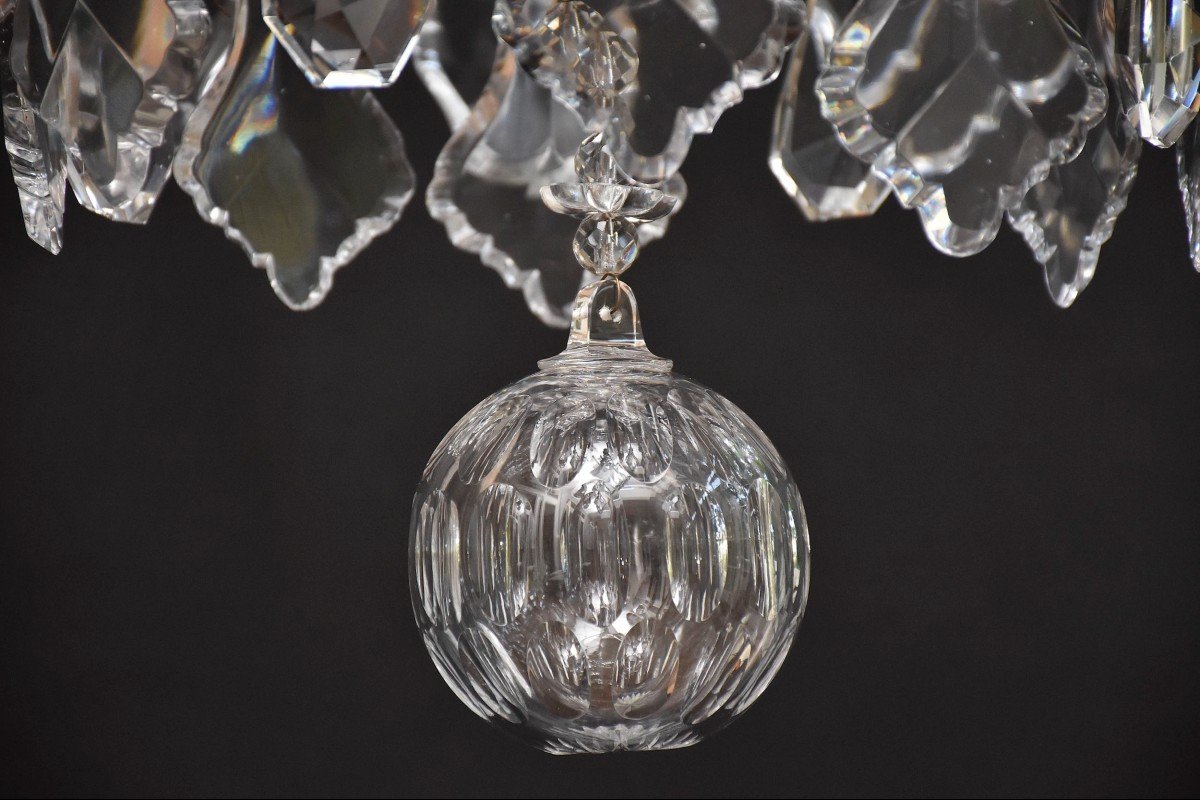 Large Cage Chandelier In Bronze And Crystal By Baccarat Louis XV Style-photo-4