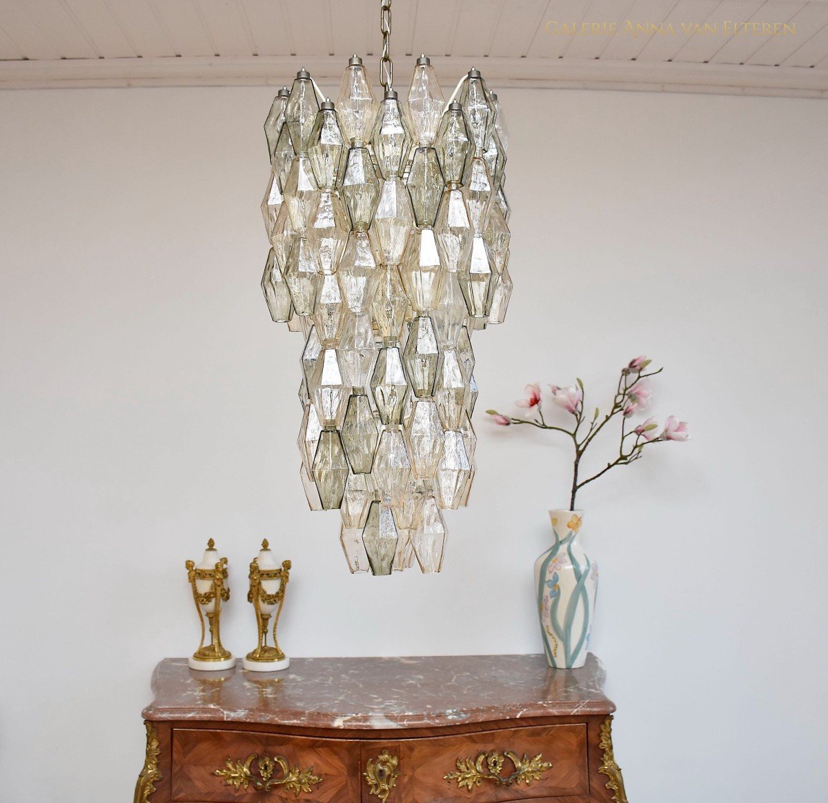 Mid-century 'poliedri' Chandelier By Carlo Scarpa For Venini Murano-photo-4