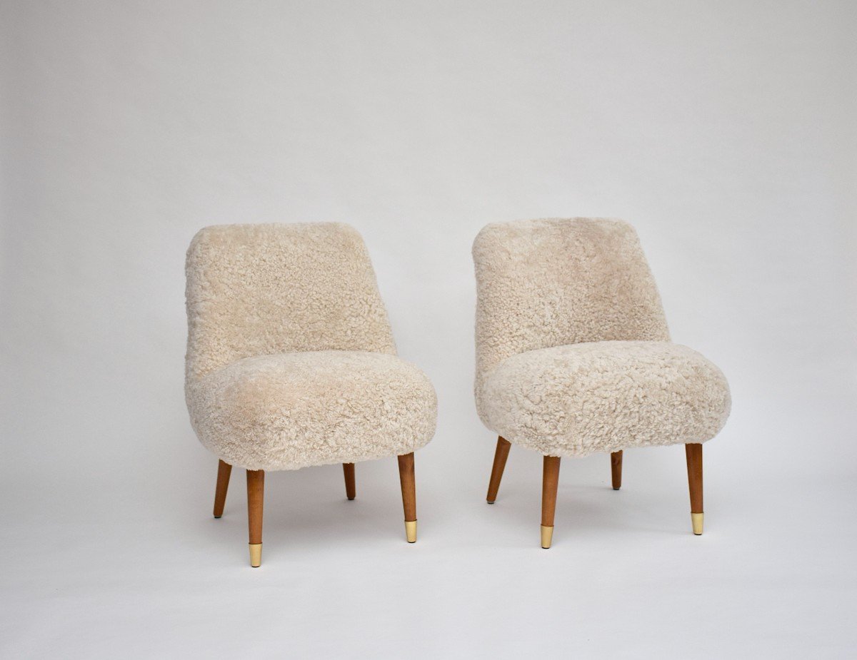 Pair Of Swedish Modern Cocktail Chairs Ca. 1950-photo-3