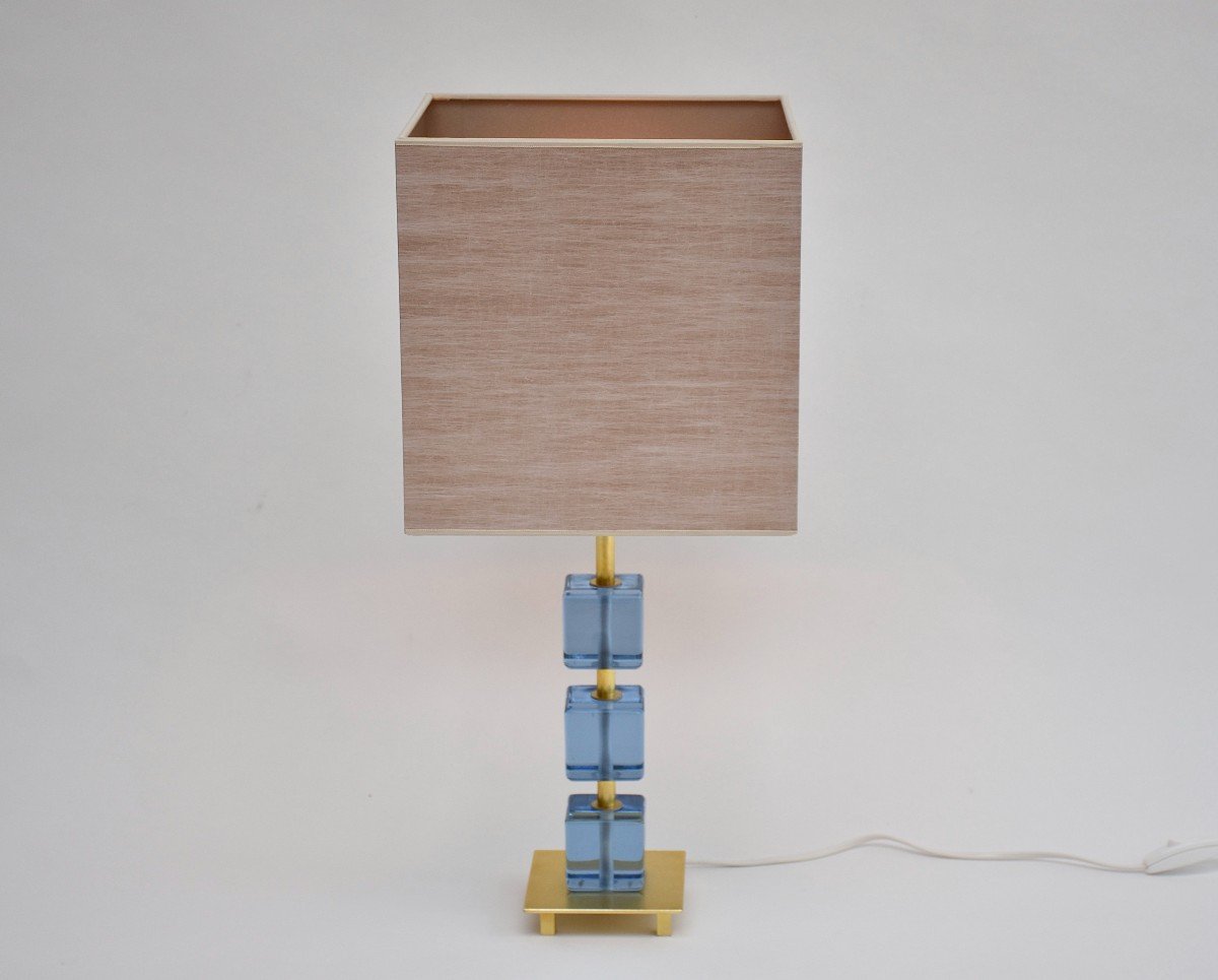 Lampe De Table En Verre Bleu Design Suédois -photo-2