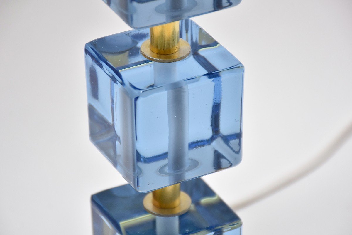 Lampe De Table En Verre Bleu Design Suédois -photo-2