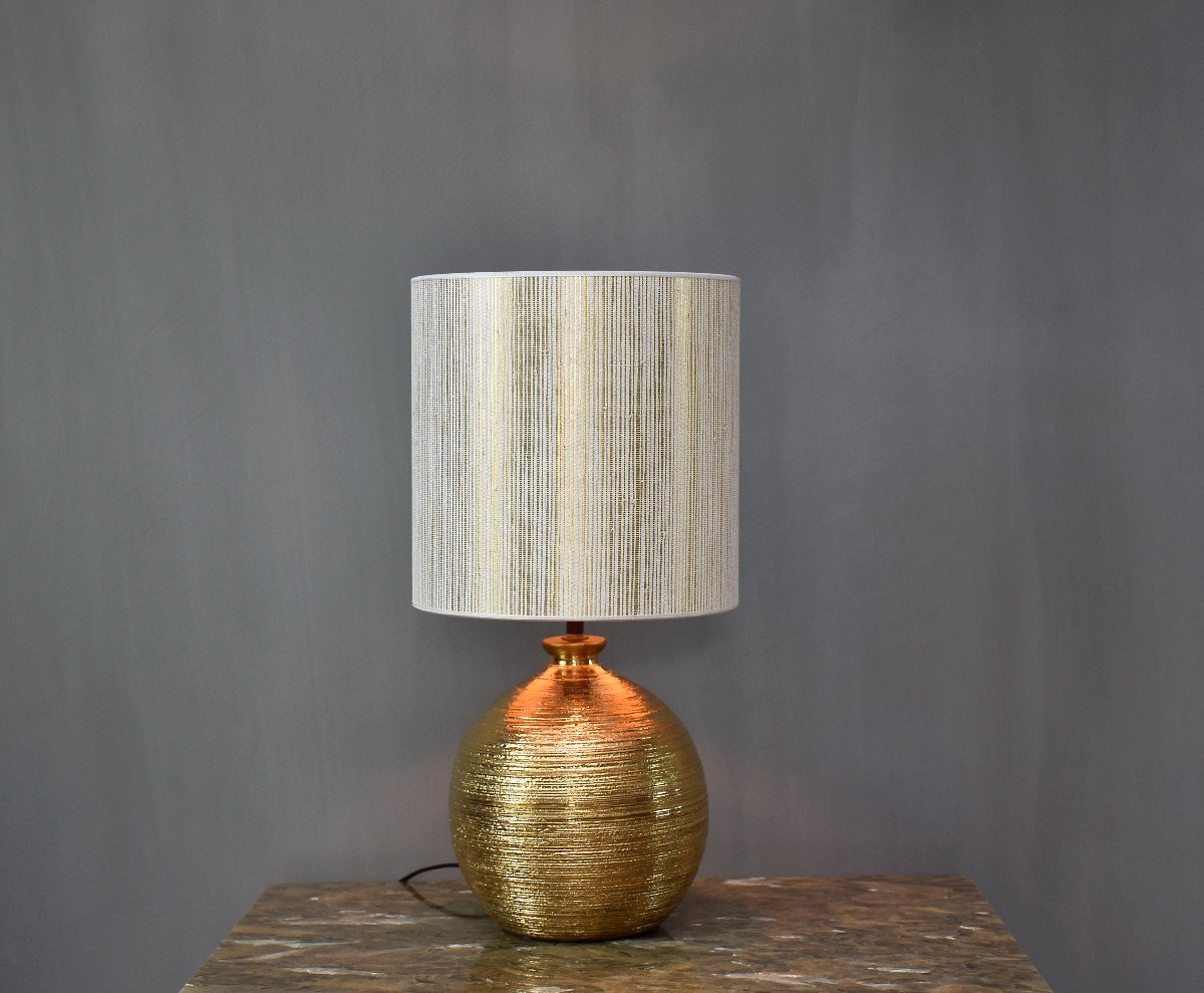 Ceramic Table Lamp With A Golden Metallic Glaze From Bitossi