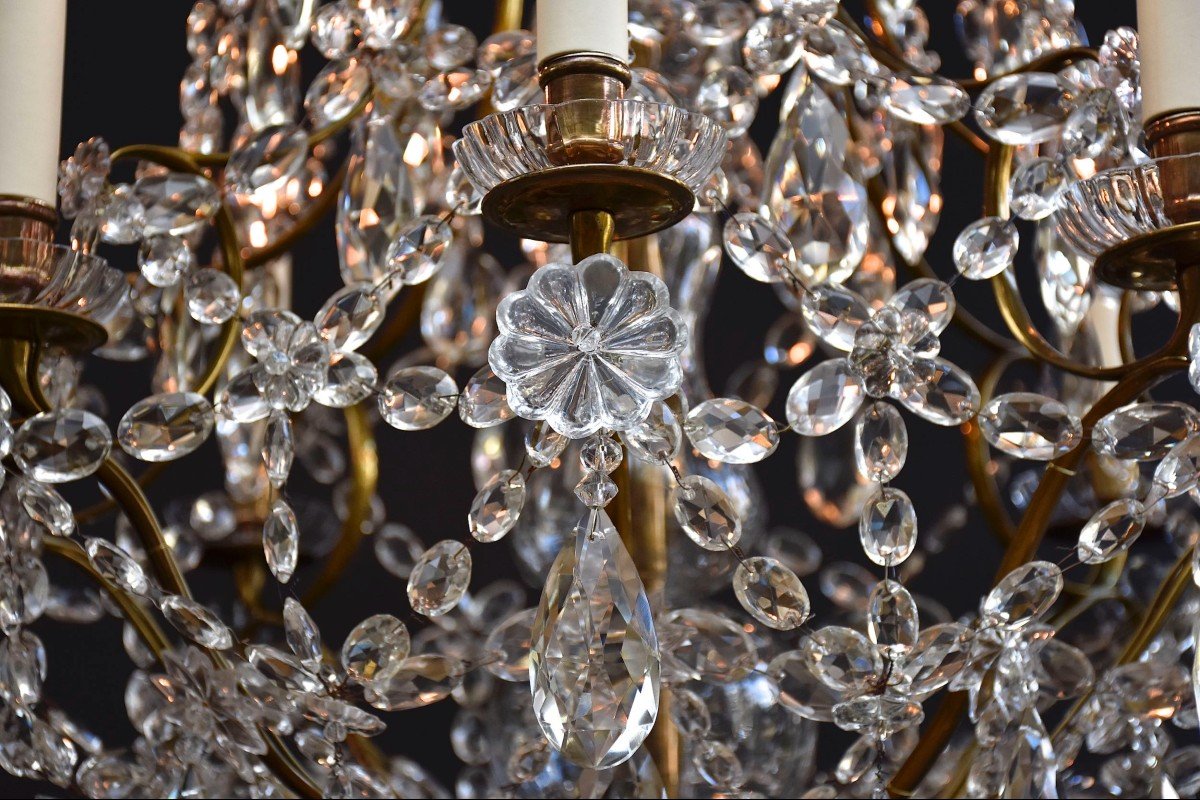 Lustre En Laiton Et Cristal De Style Rococo Du 19e Siècle-photo-2