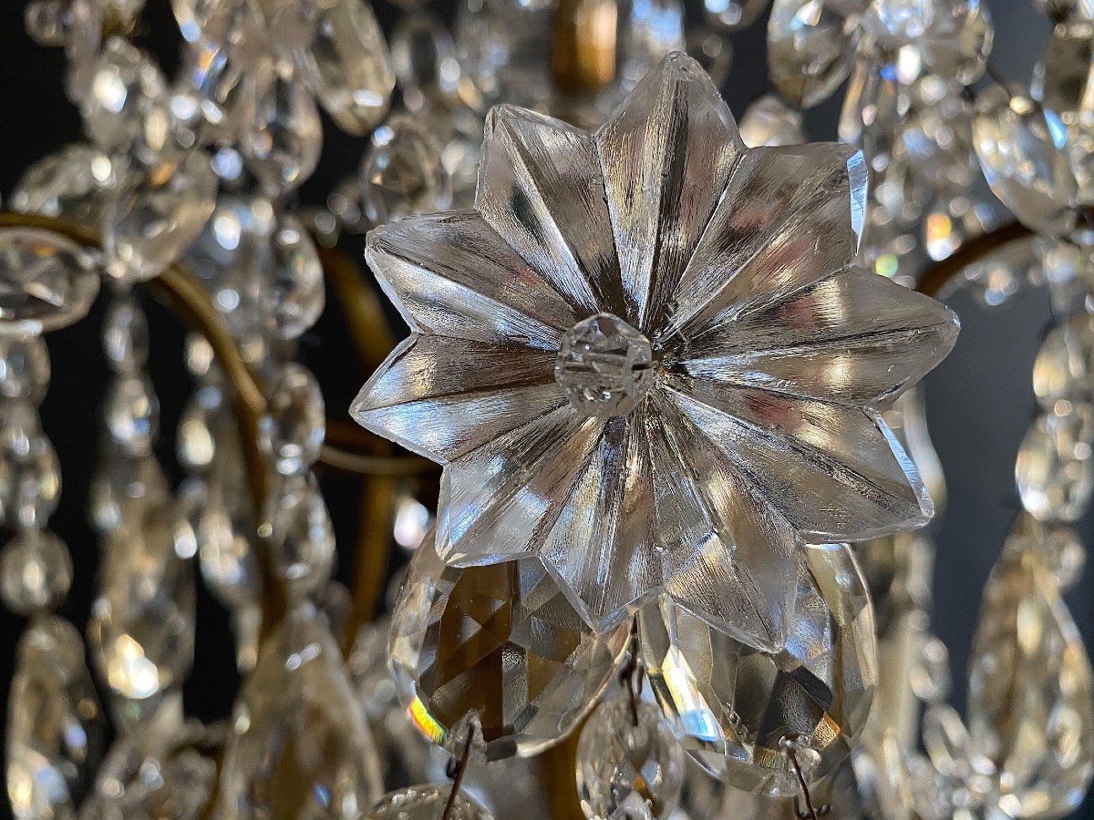 Lustre En Laiton Et Cristal De Style Rococo Du 19e Siècle-photo-8