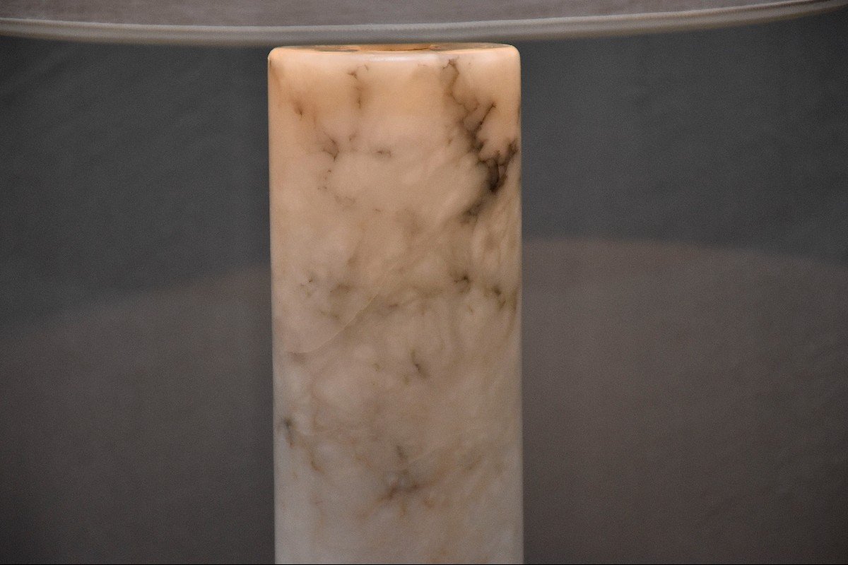 Pair Of Mid Century Swedish Carrara Marble Table Lamps-photo-1