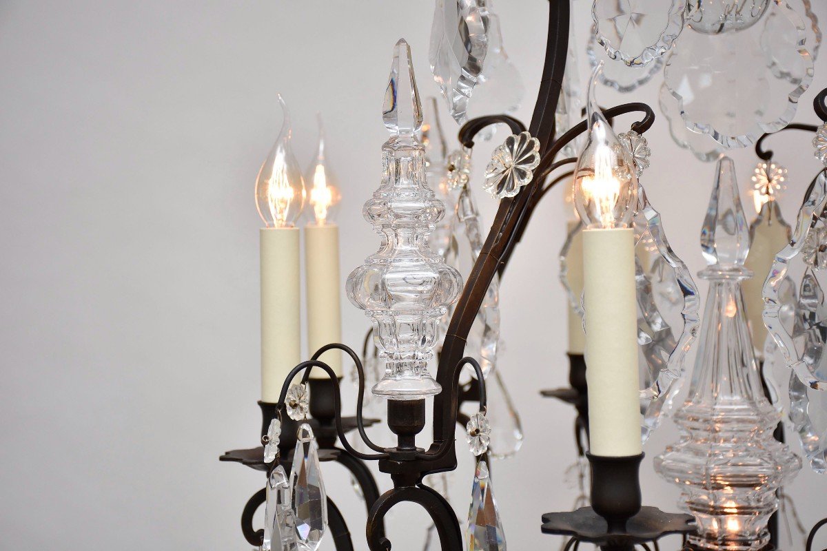 Grand Lustre Cage En Bronze Et Cristal De Baccarat, Louis XV Style-photo-1