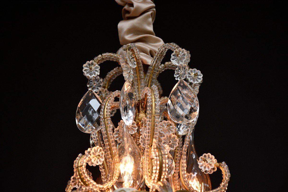 Pair Of Italian Beaded Crystal Chandeliers-photo-2