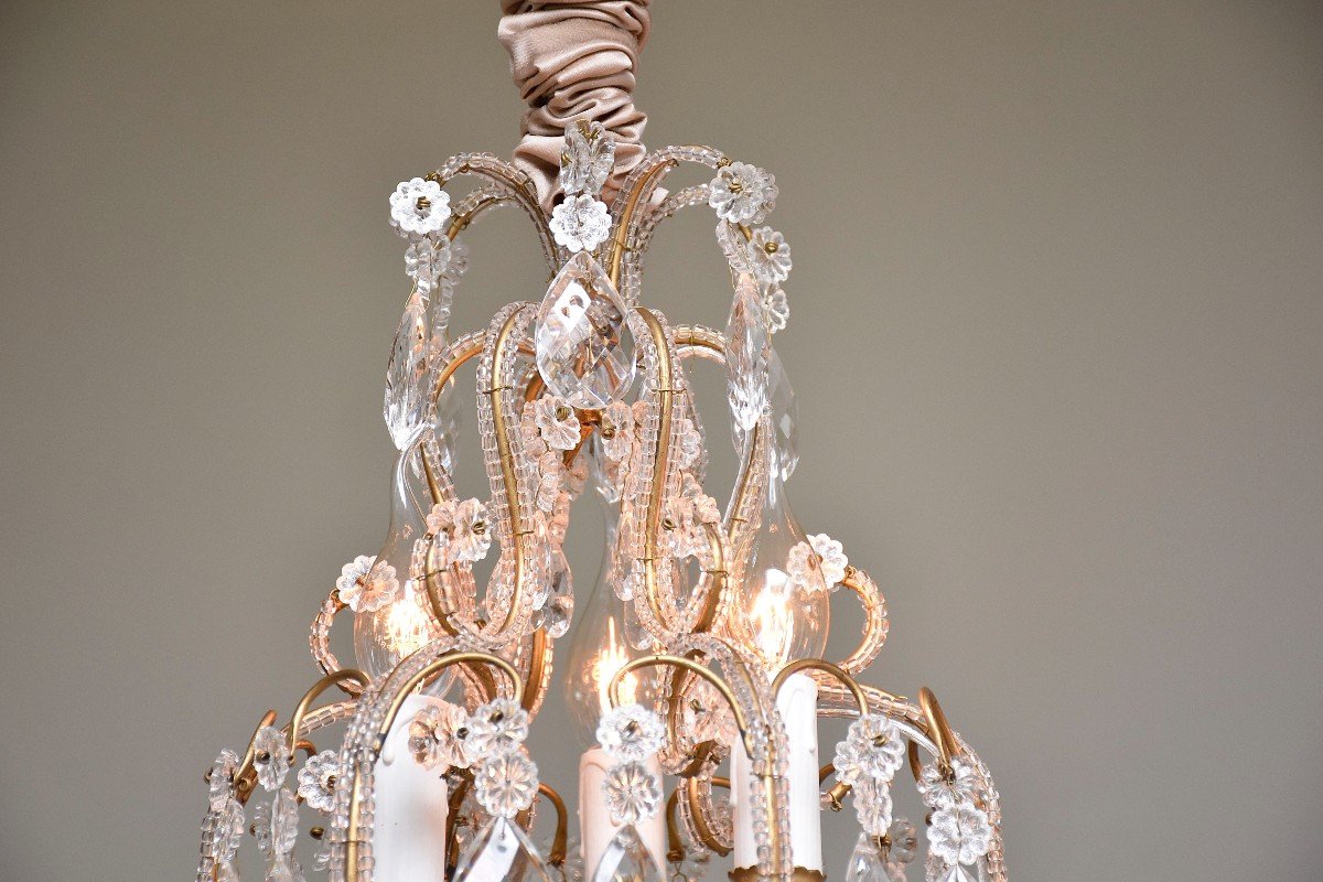 Pair Of Italian Beaded Crystal Chandeliers-photo-7