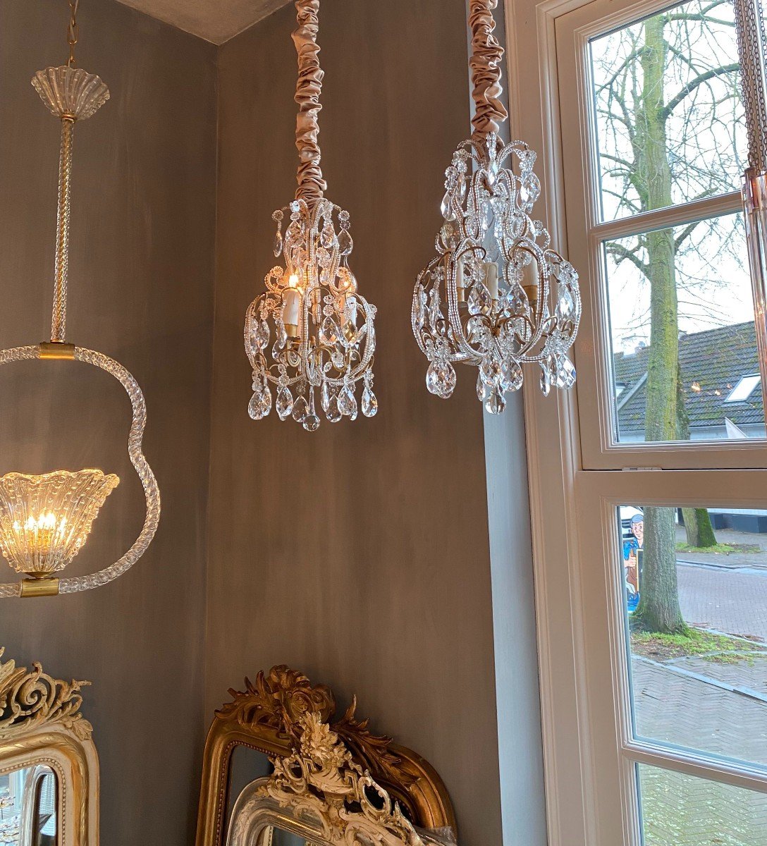 Pair Of Italian Beaded Crystal Chandeliers-photo-8