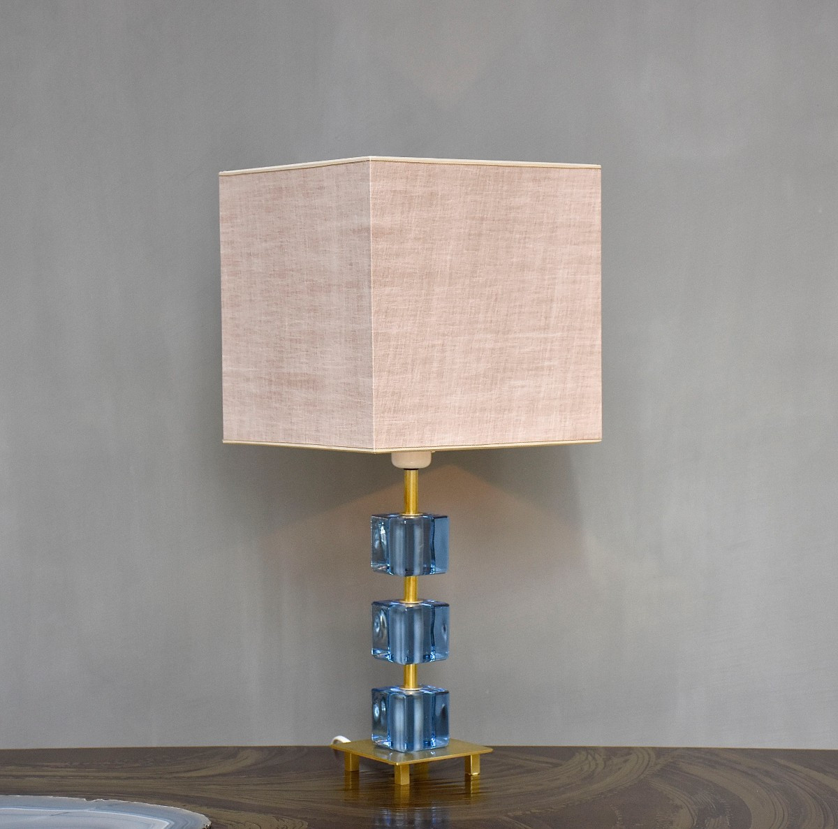 Mid-century Swedish Design Blue Glass Table Lamp