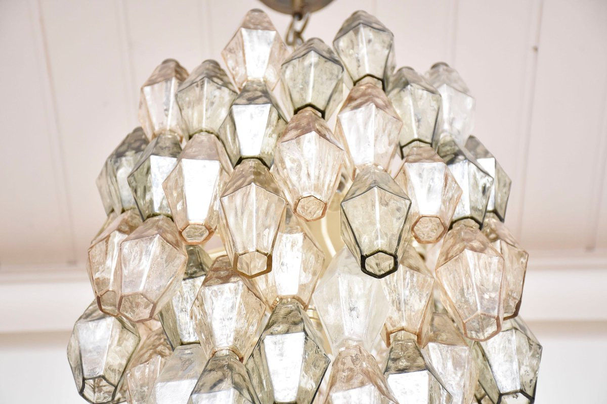 Mid-century Chandelier 'poliedri' By Carlo Scarpa For Venini Murano-photo-2