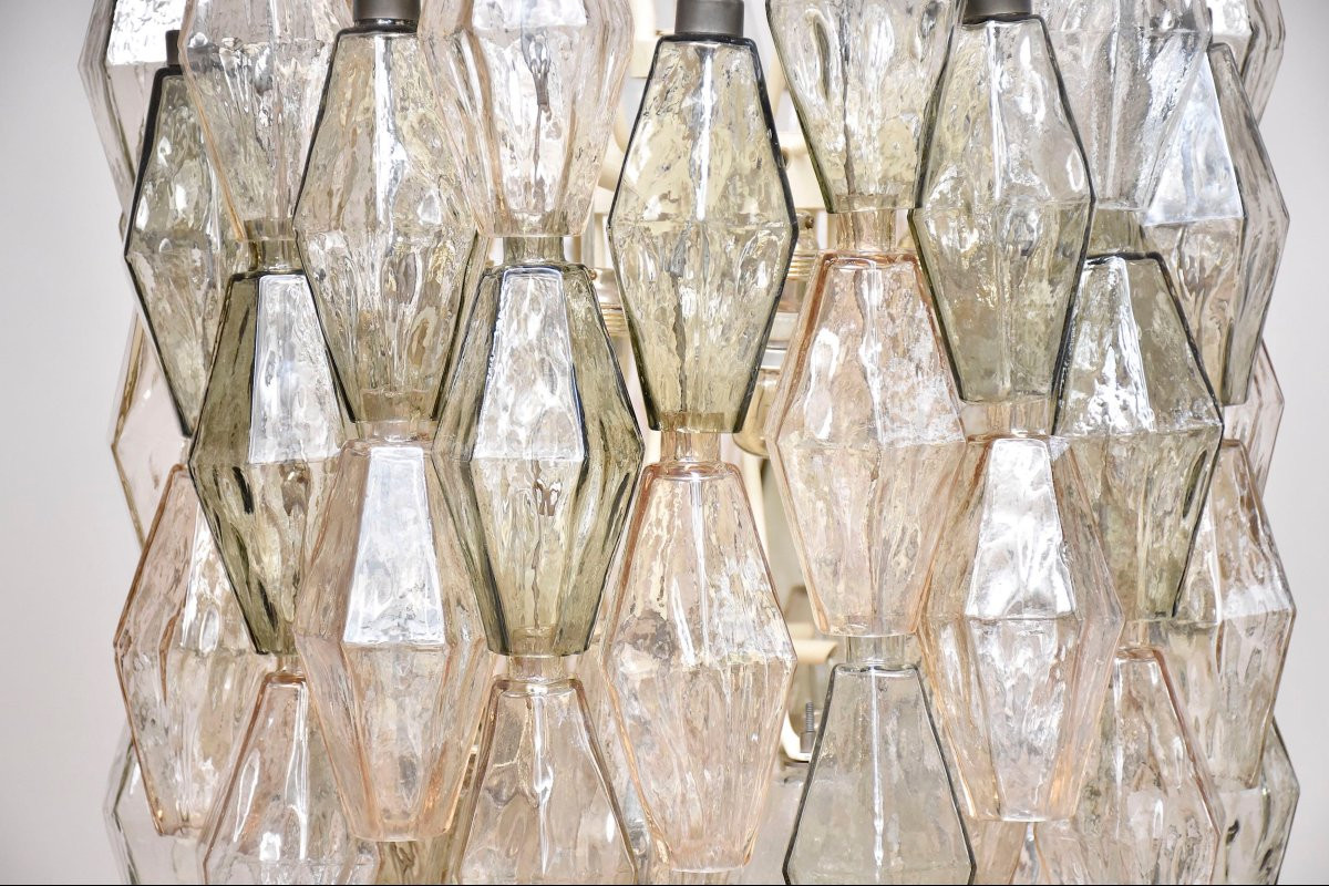 Mid-century Chandelier 'poliedri' By Carlo Scarpa For Venini Murano-photo-5