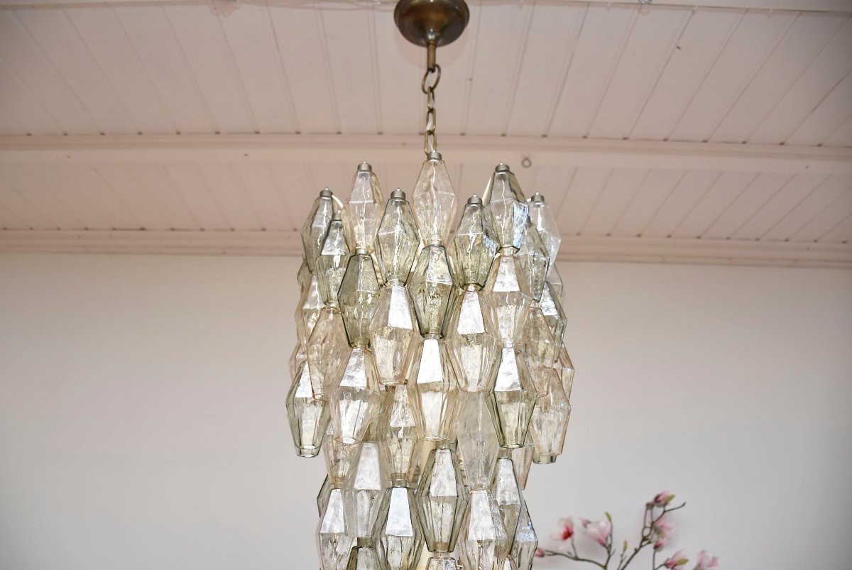 Mid-century Chandelier 'poliedri' By Carlo Scarpa For Venini Murano-photo-7