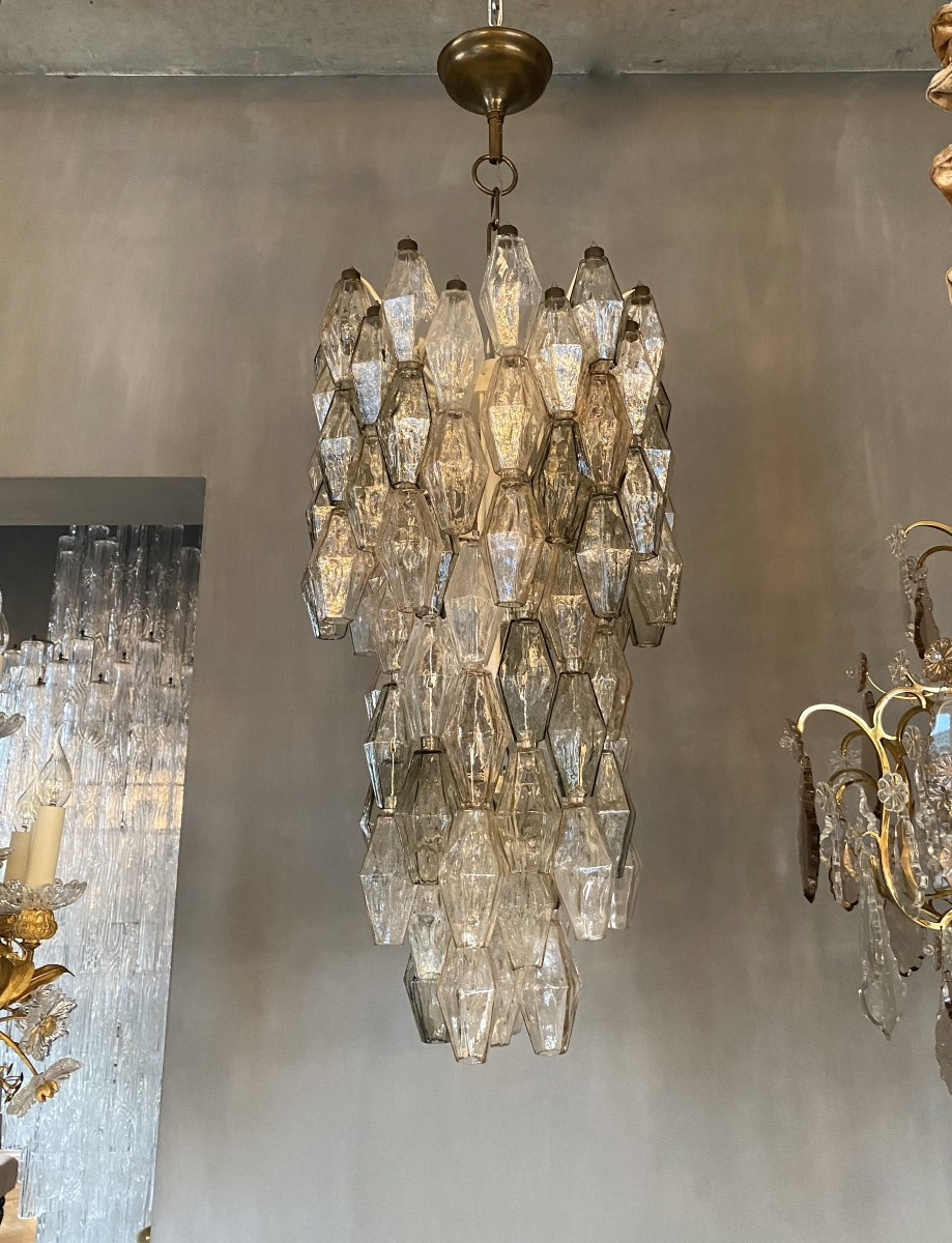 Mid-century Chandelier 'poliedri' By Carlo Scarpa For Venini Murano