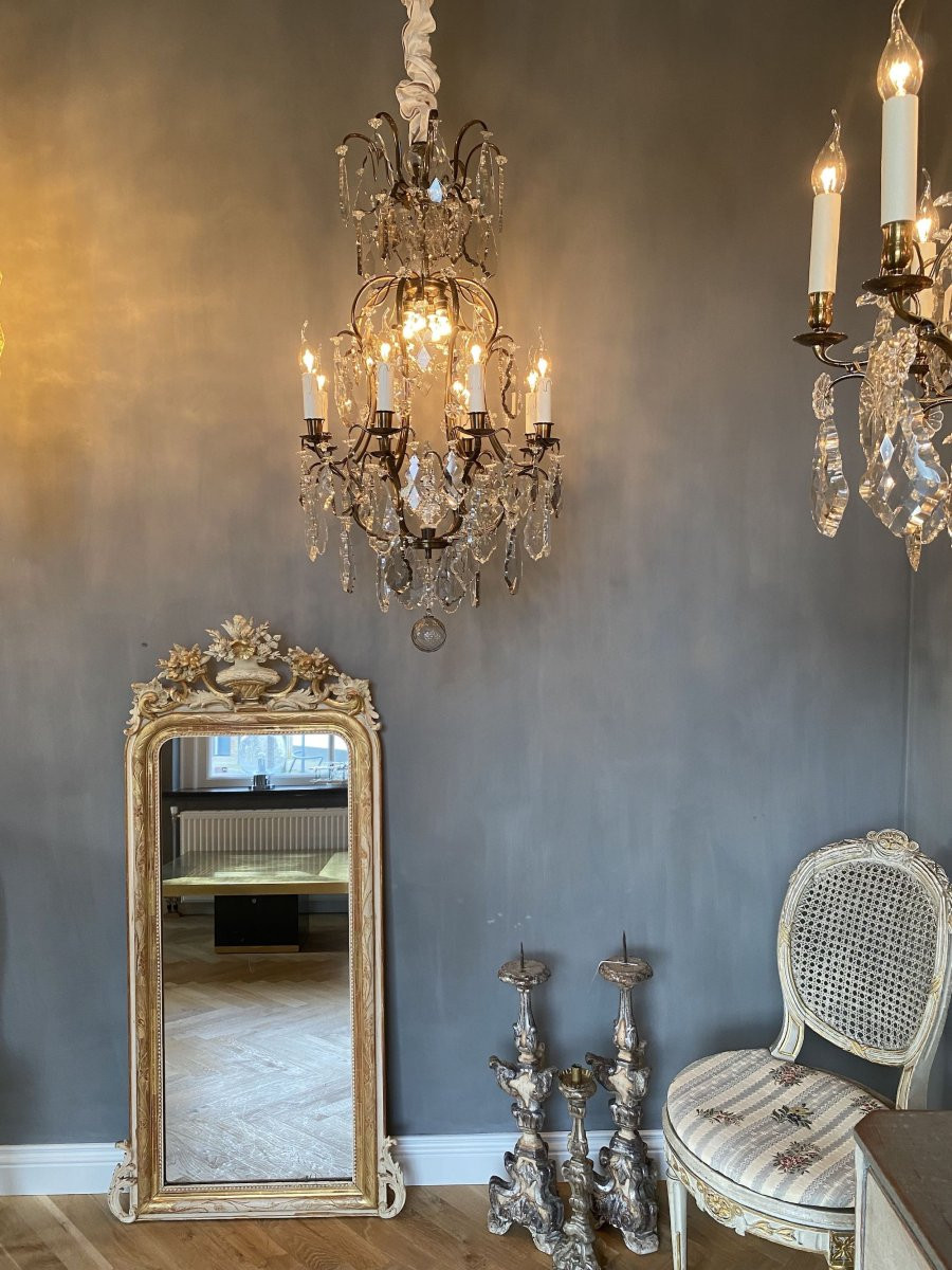 Rococo Style Brass And Crystal Chandelier-photo-4