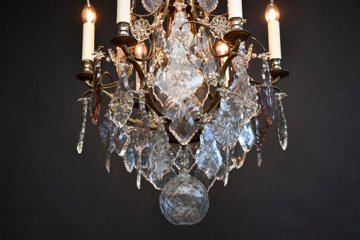 Rococo Style Brass And Crystal Chandelier -photo-3