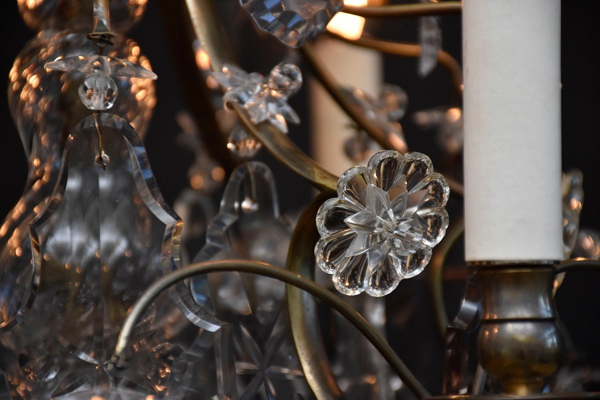 Rococo Style Brass And Crystal Chandelier -photo-6