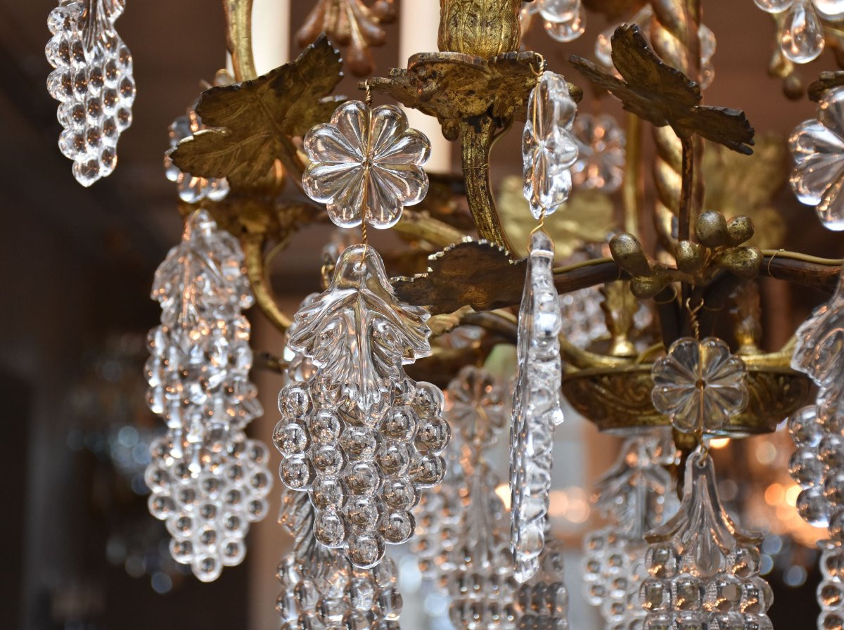 Lustre en bronze doré en le cristal du Baccarat-photo-2