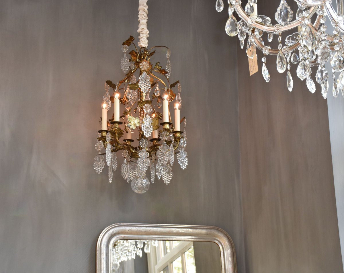 Lustre en bronze doré en le cristal du Baccarat-photo-4