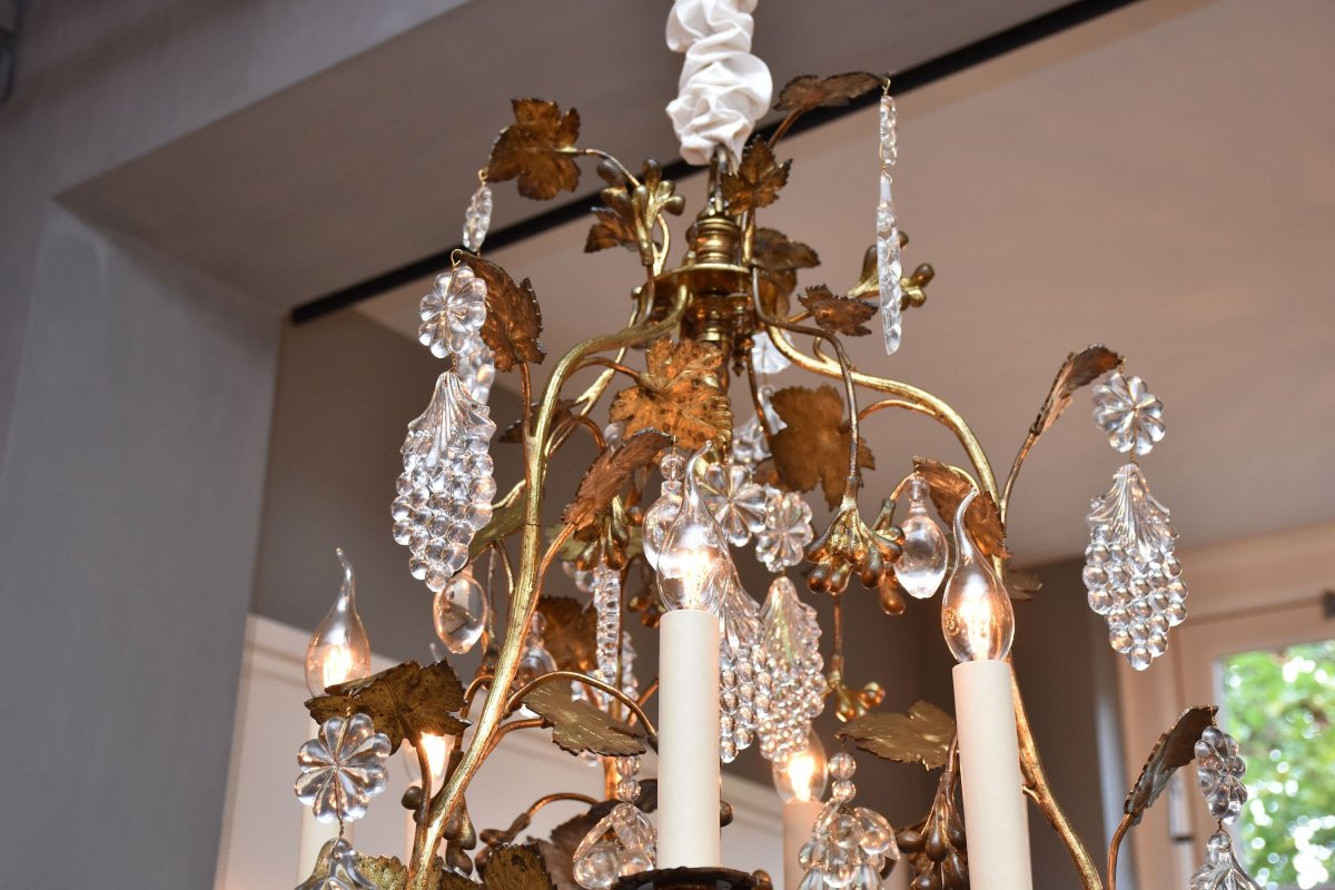 Lustre en bronze doré en le cristal du Baccarat-photo-3