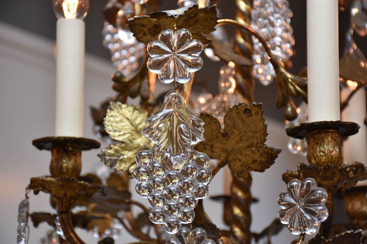 Lustre en bronze doré en le cristal du Baccarat-photo-5