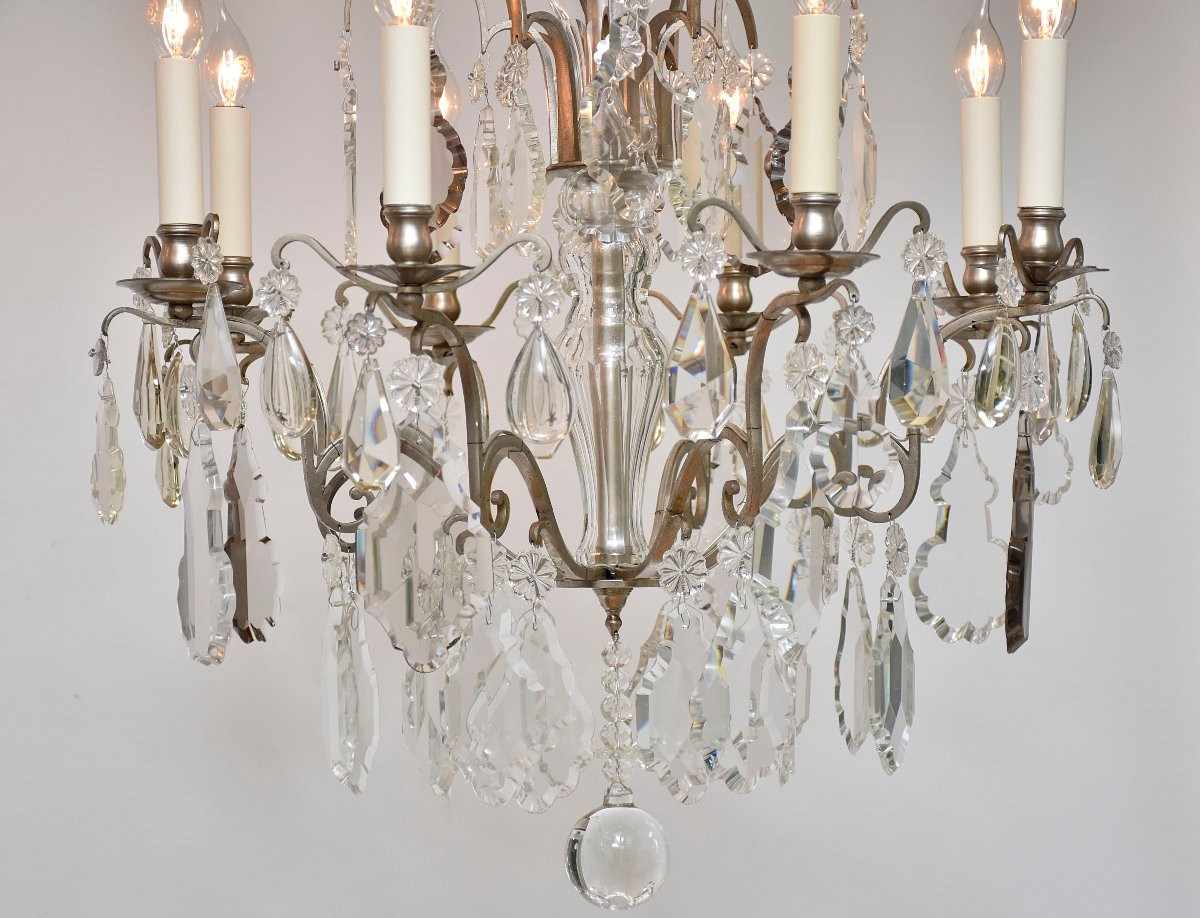Paire de lustres en cristal argenté -photo-3
