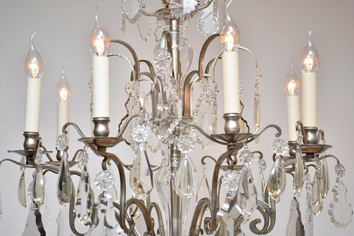 Paire de lustres en cristal argenté -photo-4