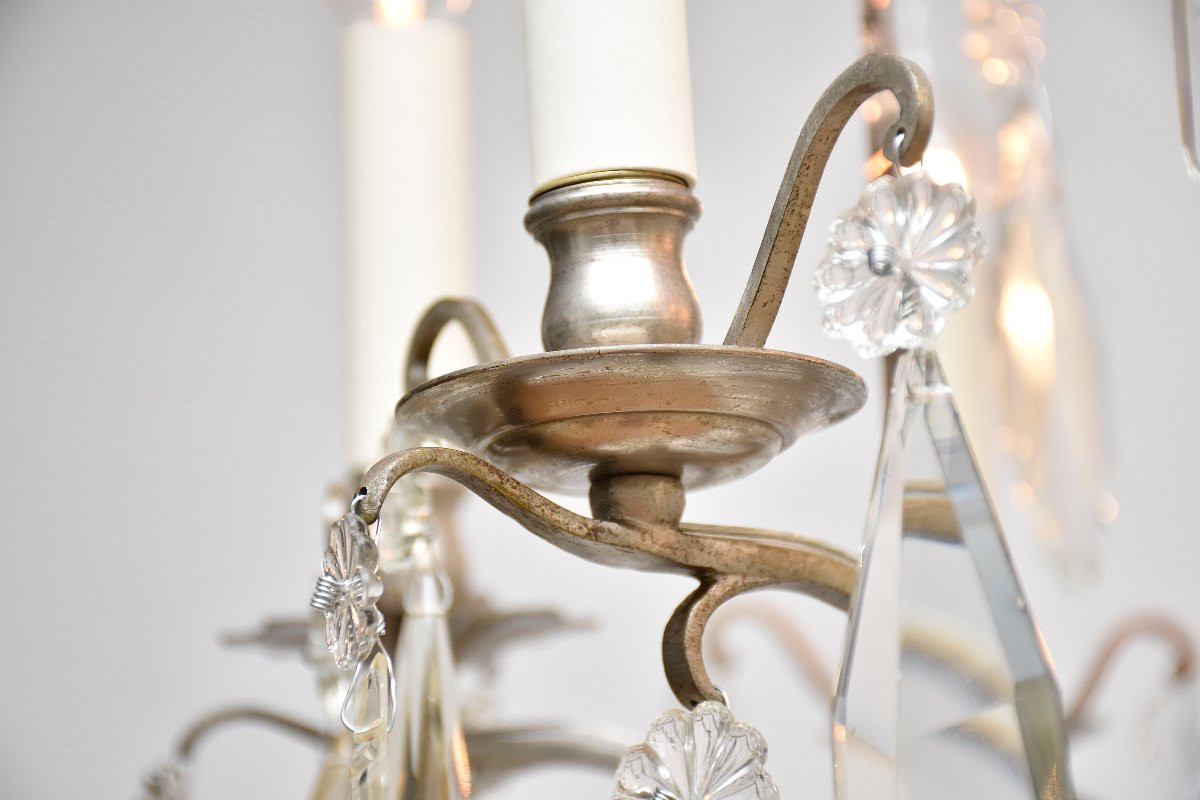 Paire de lustres en cristal argenté -photo-2