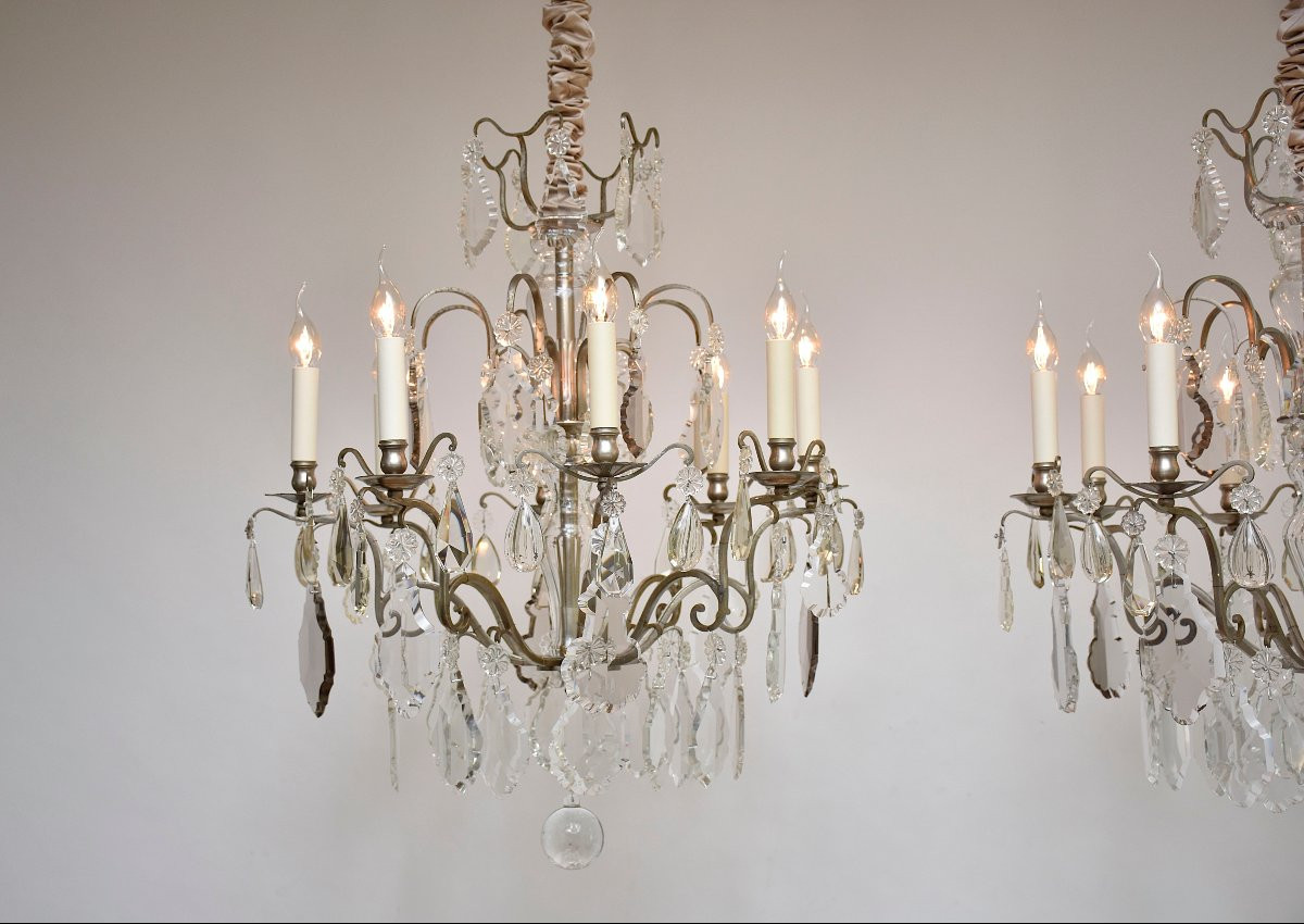 Paire de lustres en cristal argenté -photo-3