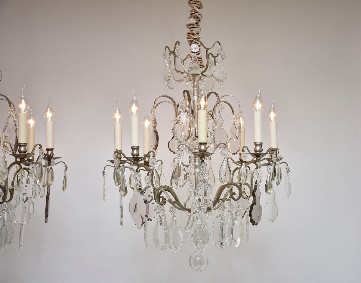 Paire de lustres en cristal argenté -photo-4