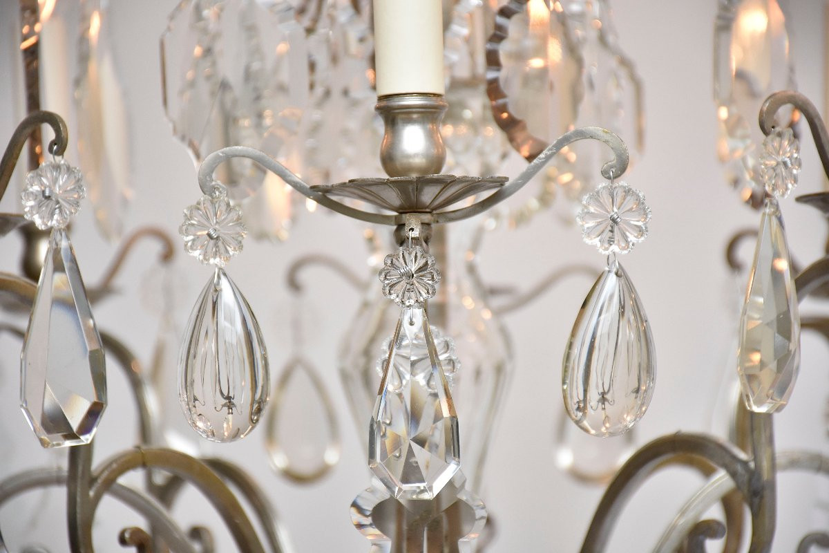 Paire de lustres en cristal argenté -photo-7
