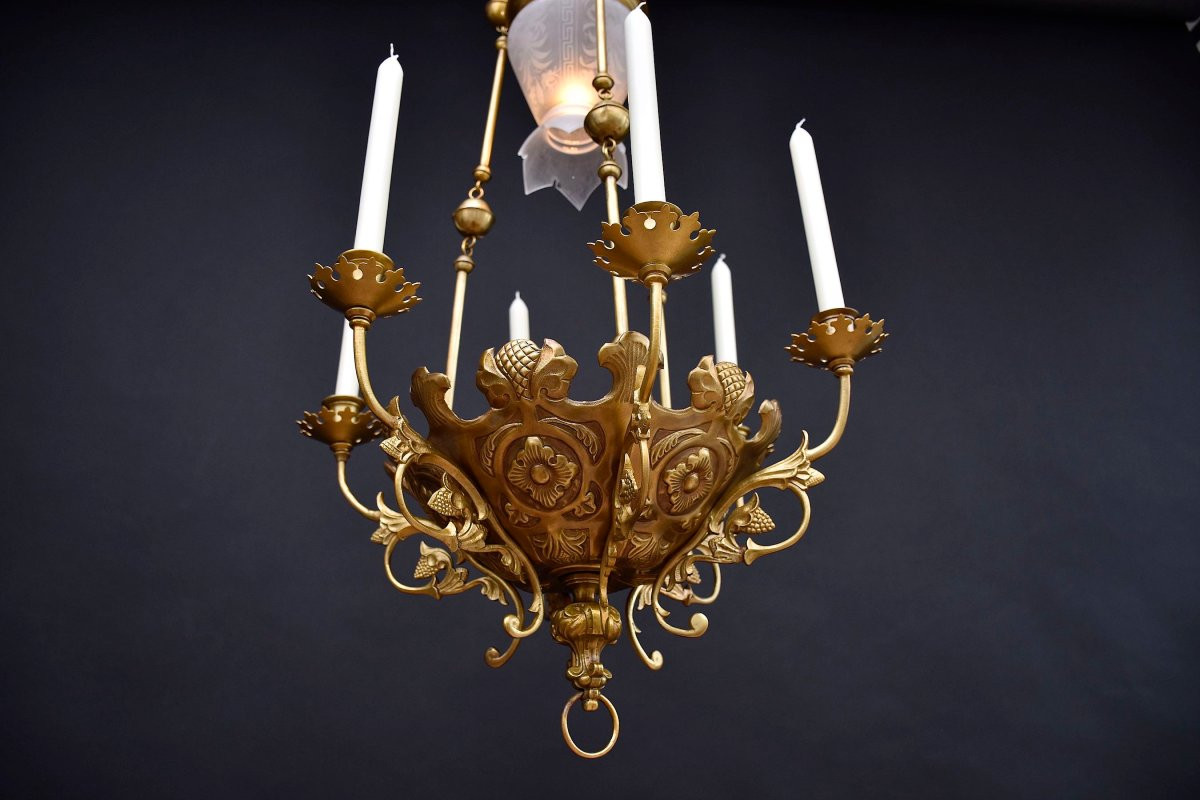 Brass Chandelier With Candles-photo-1
