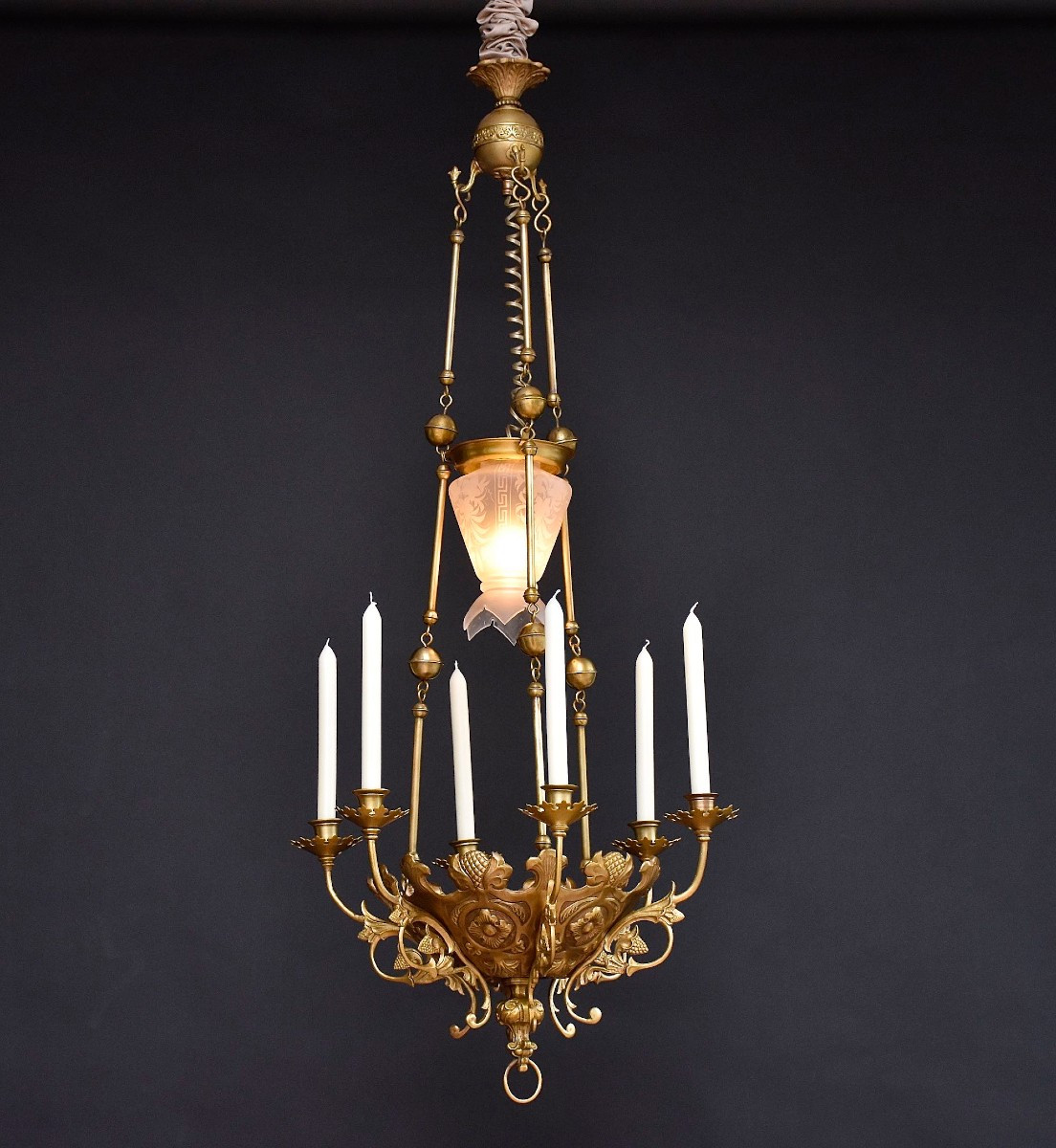 Brass Chandelier With Candles