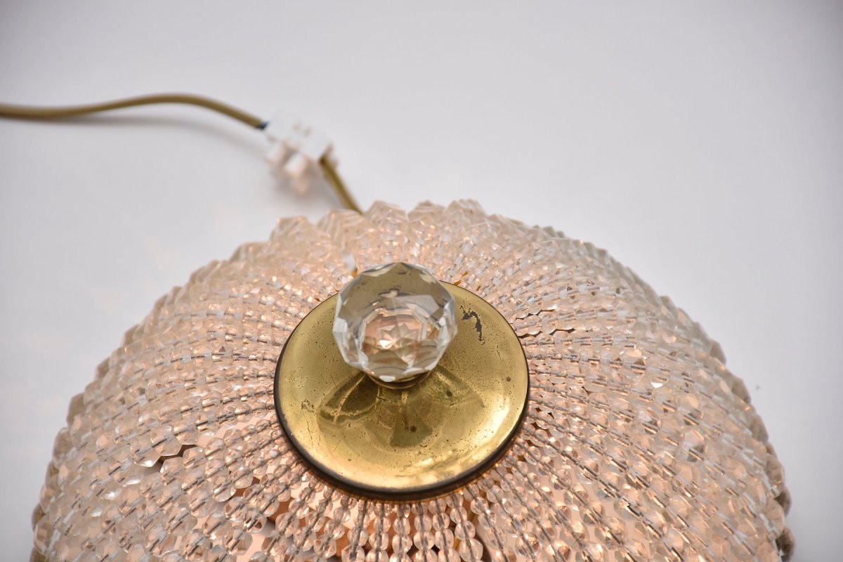 Plafonnier en laiton et cristal Début du XXe siècle-photo-3