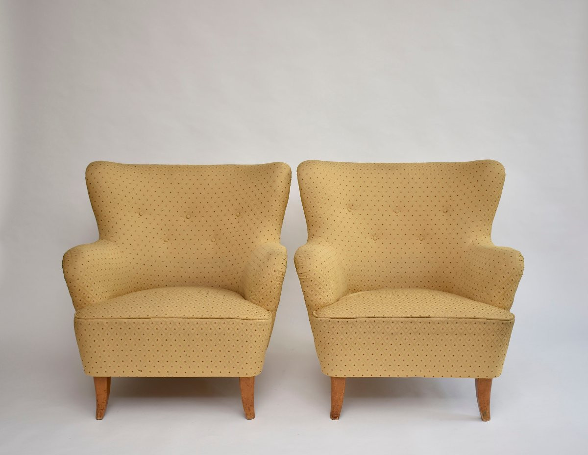  Pair Of Mid-century 'laila' Armchairs By Ilmari Lappalainen For Asko, 1948-photo-4