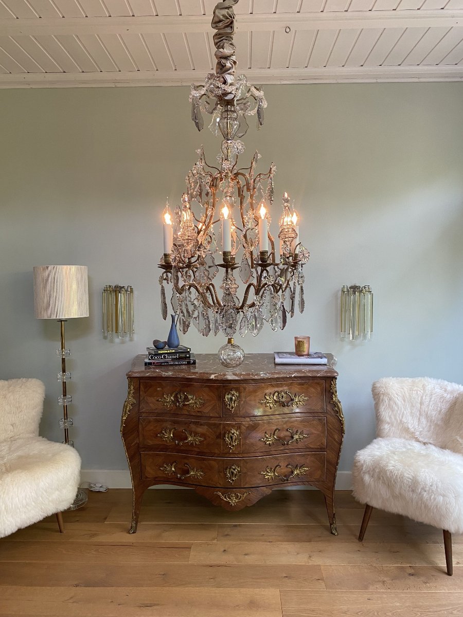 19th Century Louis XV Style Bronze And Crystal Chandelier-photo-4