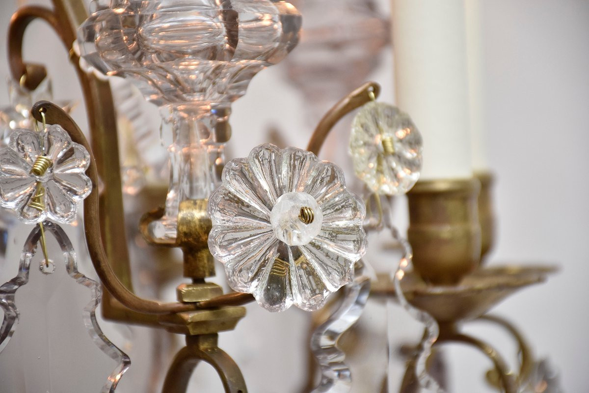 19th Century Louis XV Style Bronze And Crystal Chandelier-photo-6