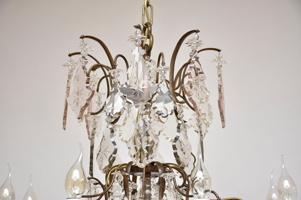 Rococo Style Crystal And Brass Chandelier-photo-2