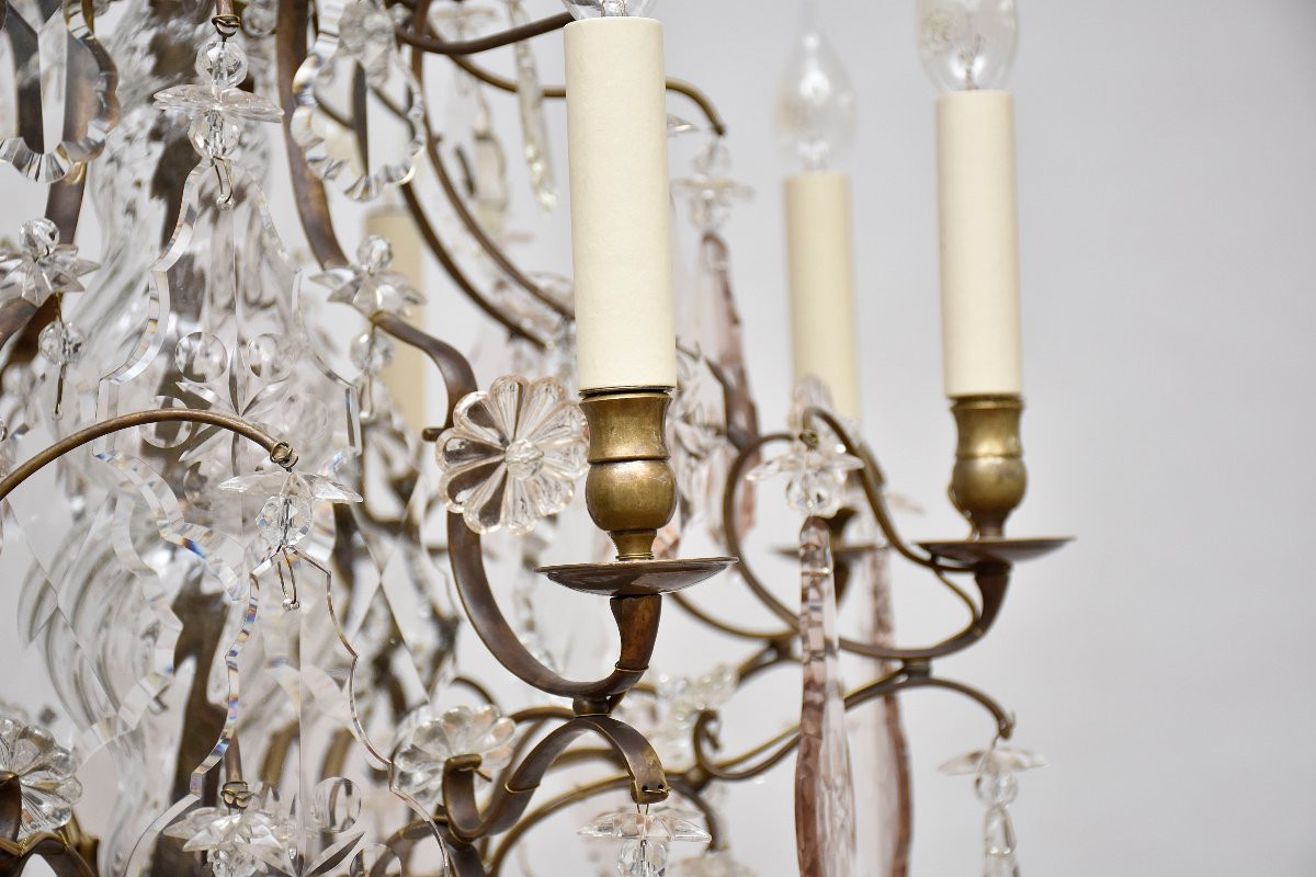 Rococo Style Crystal And Brass Chandelier-photo-3