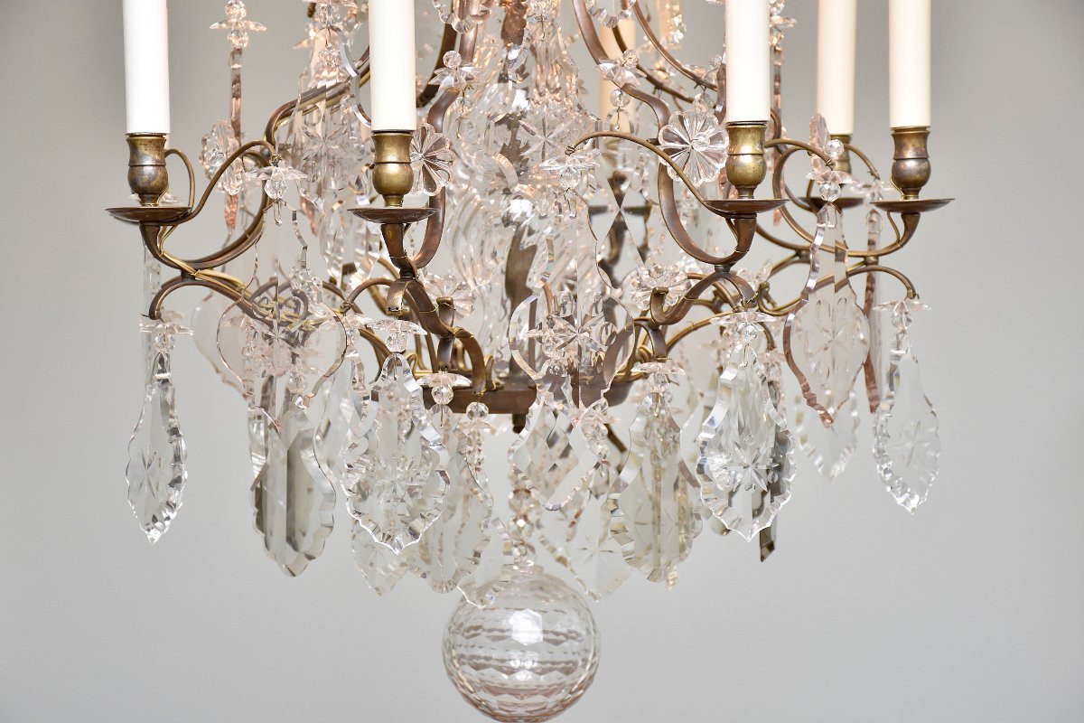 Rococo Style Crystal And Brass Chandelier-photo-4