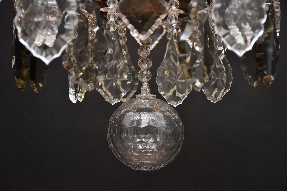 Rococo Style Crystal And Brass Chandelier-photo-2